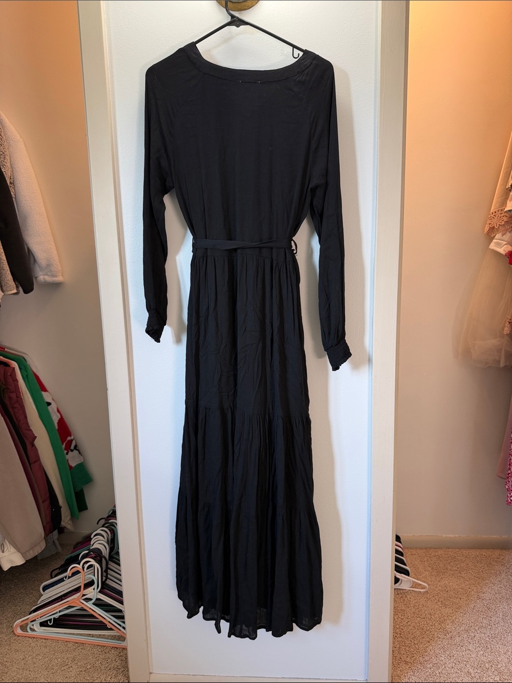 Baltic Born Black Maxi Dress with Pink and Green Floral Embroidery - Picture 4 of 4